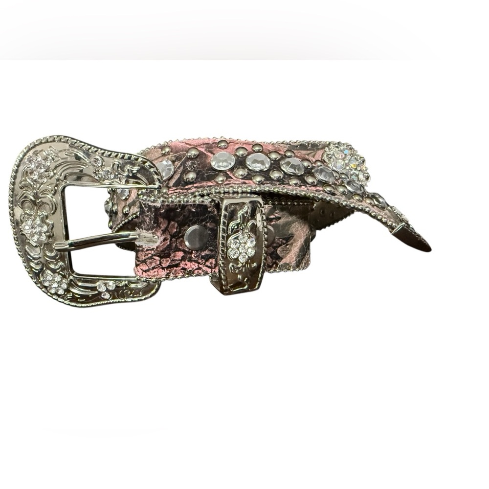 Pink Rhinestone Embellished Belt Western size XS